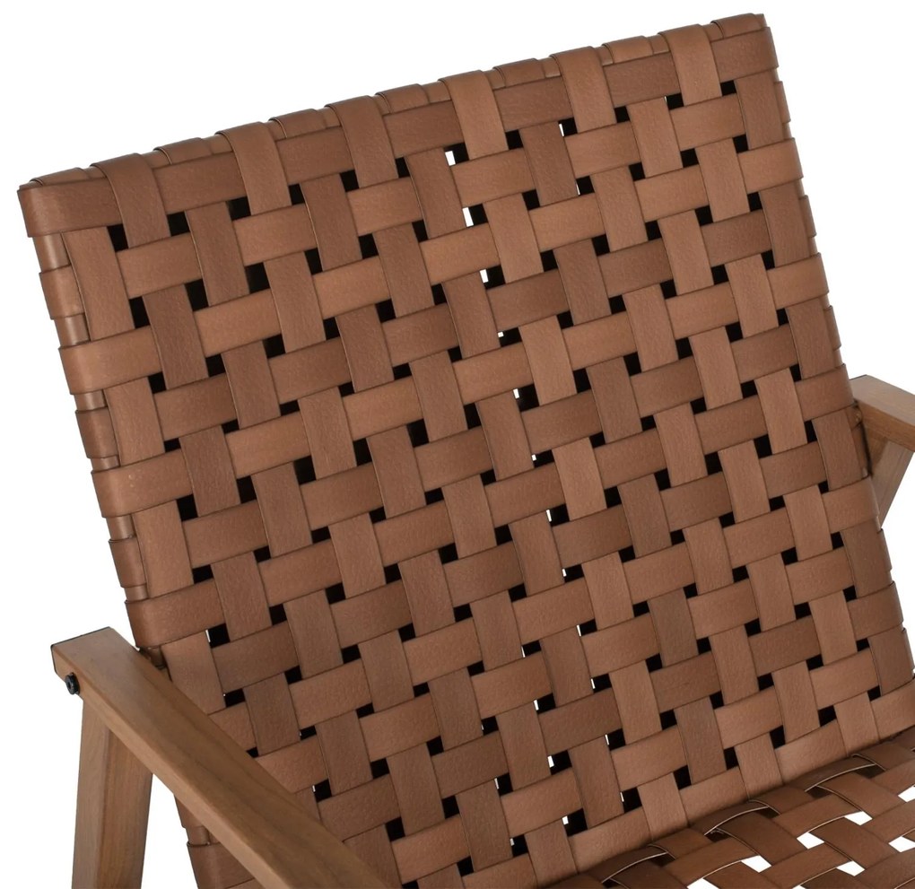 Πολυθρόνα FELIPE C5868.01 Μεταλλική Όψη Ξύλου με Rattan Δερμάτινη Όψη 63,5x75,5x77εκ. 63.5x75.5x77 εκ.