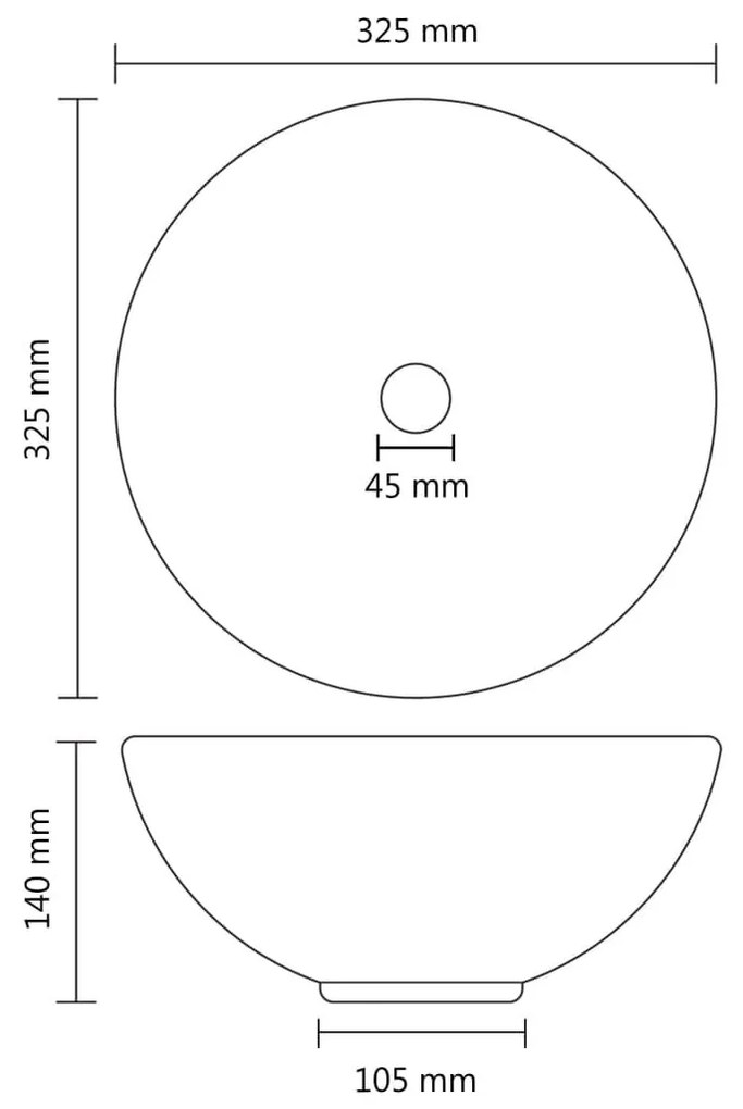 Νιπτήρας Πολυτελής Στρογγυλός Σκ. Γκρι Ματ 32,5x14 εκ Κεραμικός - Γκρι