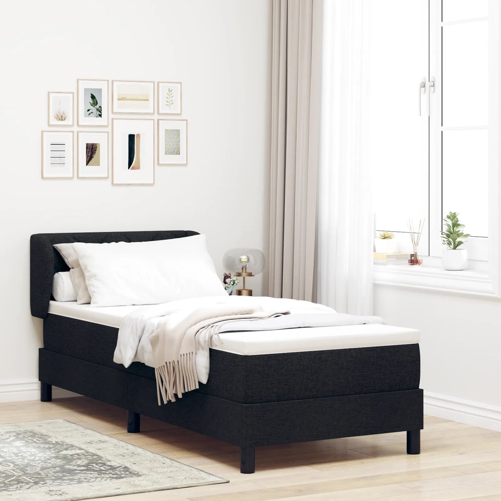 vidaXL Κρεβάτι Box Spring  με Στρώμα Μαύρο 80x200 εκ. Υφασμα