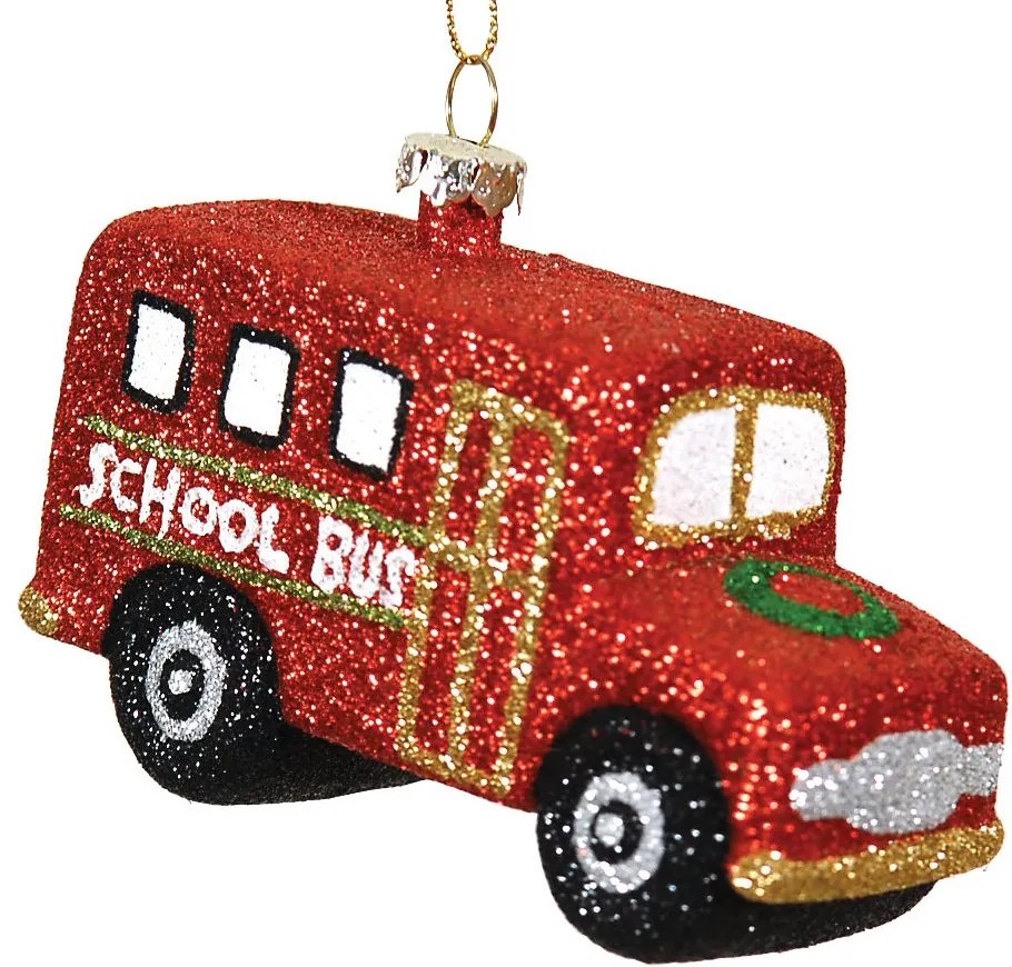Κρεμαστό Χριστουγεννιάτικο Στολίδι Σχολικό Λεωφορείο 10x7cm 176485