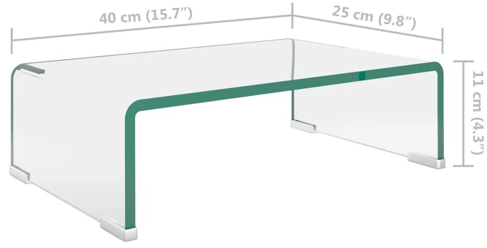 vidaXL Βάση Τηλεόρασης/Οθόνης Διάφανη 40 x 25 x 11 εκ. Γυάλινη