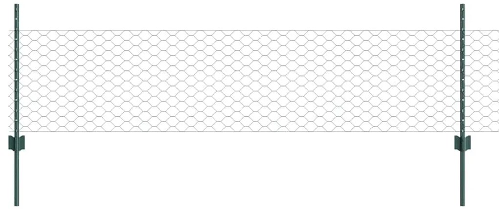 vidaXL Φράχτης με Στήλες. Πράσινο 0.5 x 50 μ. Ατσάλι