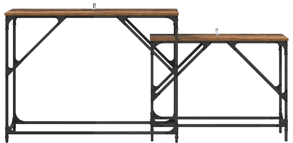 vidaXL Τραπέζι κονσόλας 2 pcs Παλιό Ξύλο 100 x 28 x 75 εκ.