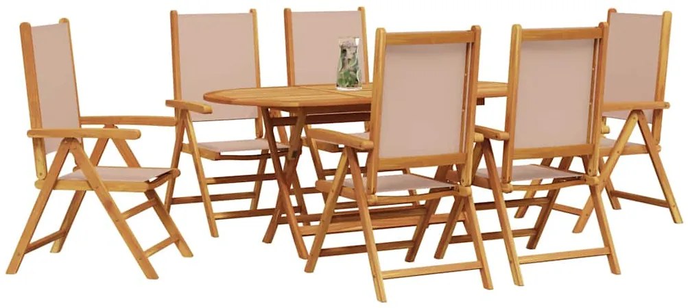 vidaXL Σέτ φαγητού για κήπο 7 pcs Taupe Στερεό Ξύλο Ακακίας