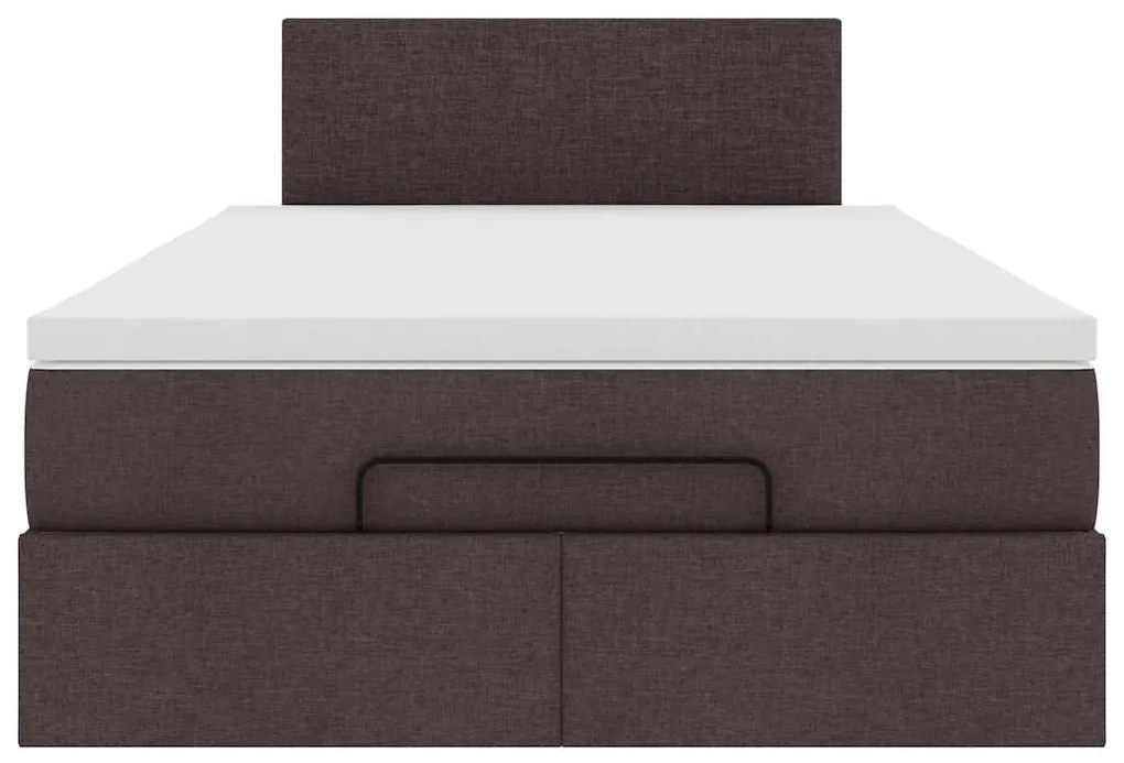 Οθωμανικό κρεβάτι με στρώμα &amp; LEDs Σκούρο καφέ 120x190cm ύφασμα 3312211