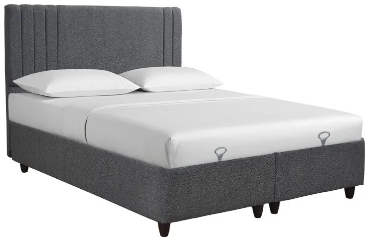 Κρεβάτι με αποθηκευτικό χώρο Lineo pakoworld μπουκλέ σε ανθρακί απόχρωση 160x200εκ