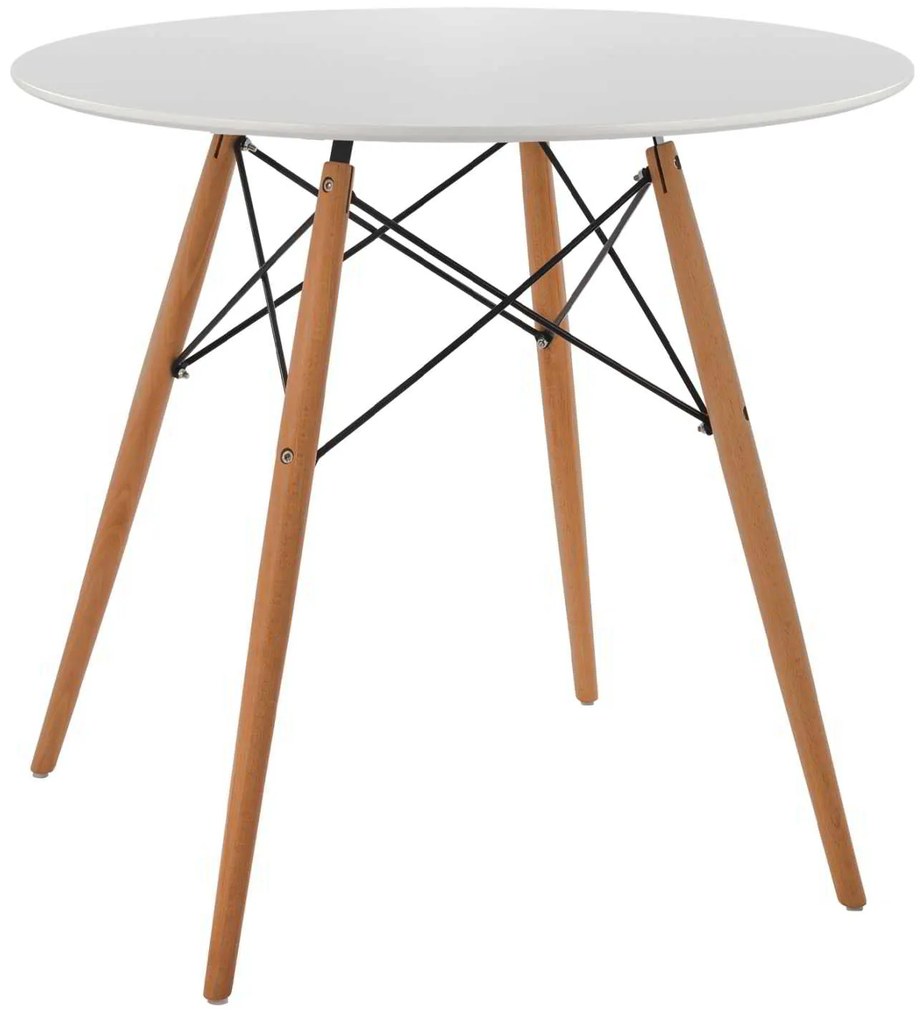 ΤΡΑΠΕΖΙ MINIMAL ΣΤΡΟΓΓΥΛΟ HM0059.01 MDF ΣΕ ΛΕΥΚΟ-ΠΟΔΙΑ ΟΞΙΑΣ ΦΥΣΙΚΟ Φ80Χ72Υεκ.