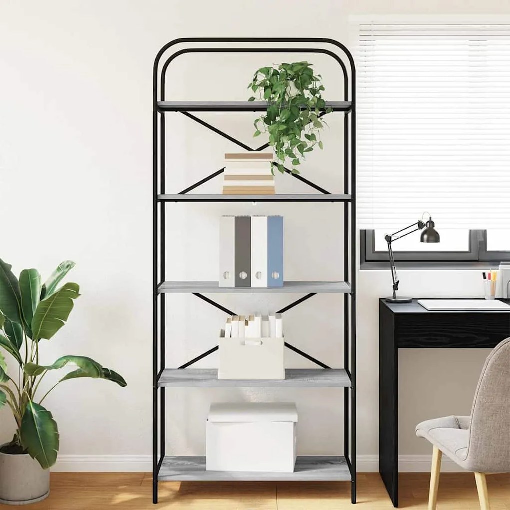 vidaXL Ράφι Βιβλίων Γκρίζο Σονομα 80 x 30 x 183 εκ Επεξεργασμένο ξύλο