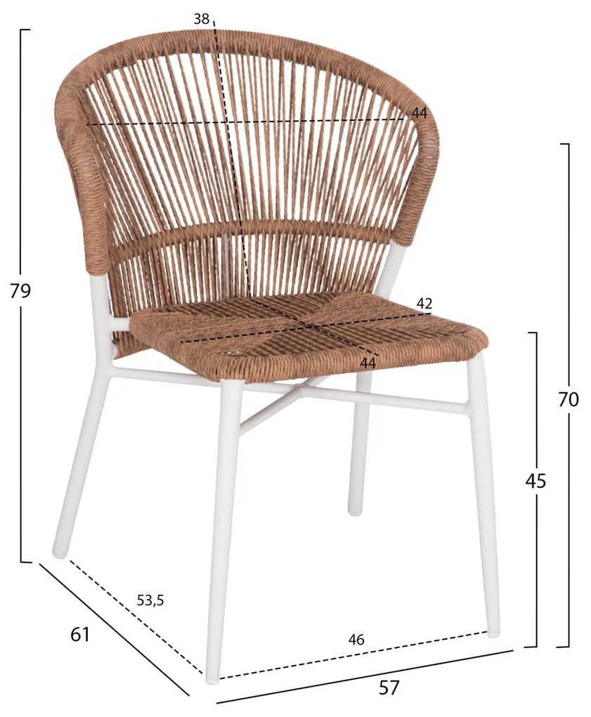 Καρέκλα LYNN C6267.02 Αλουμινίου Λευκή με P.E. Rattan Φυσικό 57x61x79Υ εκ. 57x61x79 εκ.