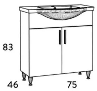 Πάγκος μπάνιου με Νιπτήρα SIENA 75 Sonoma 75x46x85 εκ.