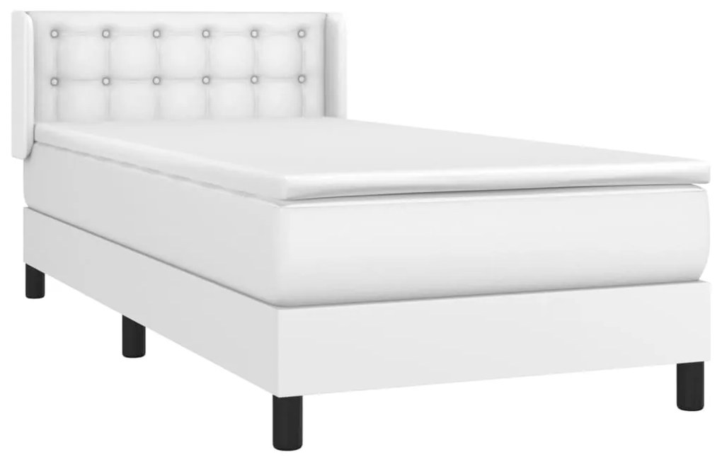 vidaXL Κρεβάτι Boxspring με Στρώμα Λευκό 80 x 200 εκ. Συνθετικό Δέρμα