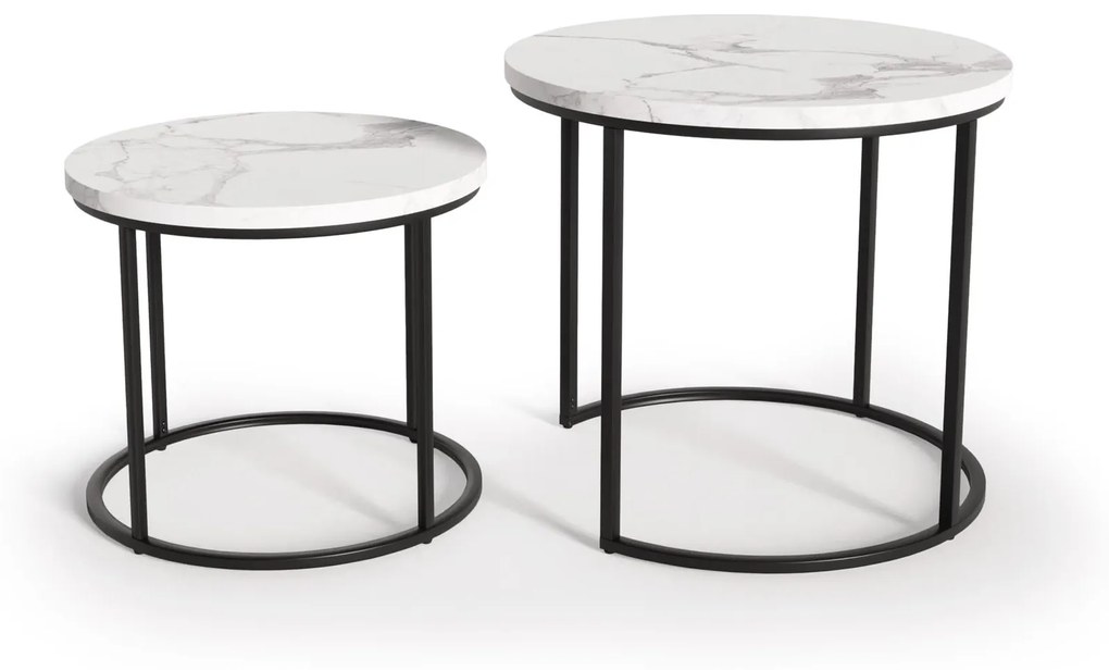 OREO set of two c. tables - white marble / black DIOMMI V-CH-OREO-LAW-BIAŁY_MARMUR