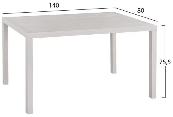 Τραπεζάκι SAHIRA Αλουμινίου Λευκό 140x80x75,5Υ εκ. 140x80x75.5 εκ.