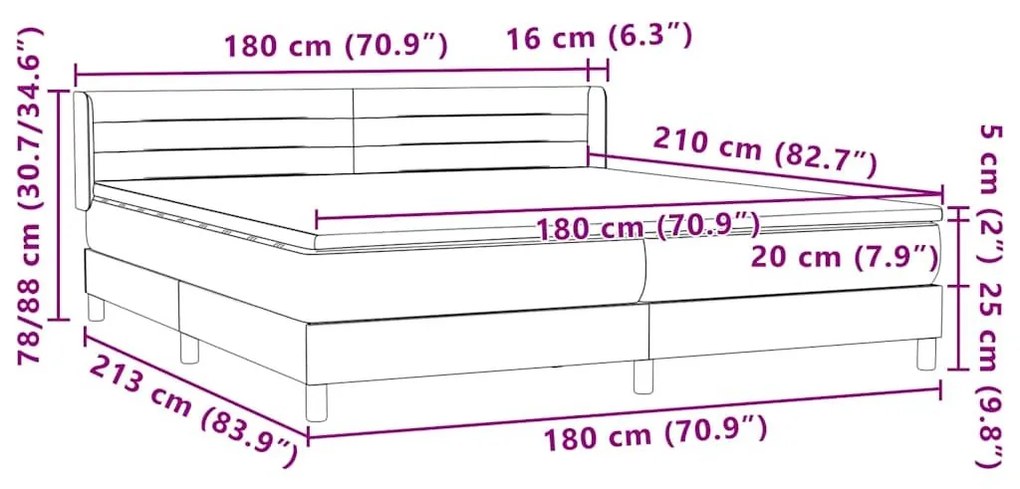 Κρεβάτι Boxspring με Στρώμα Ροζ 180x210 εκ. Βελούδινο - Ροζ