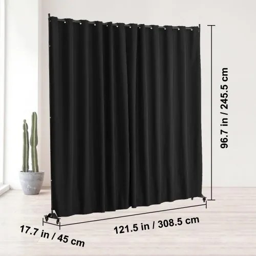 VEVOR Room Divider Portable Panel Room Divider with Wheels Privacy Screen Black