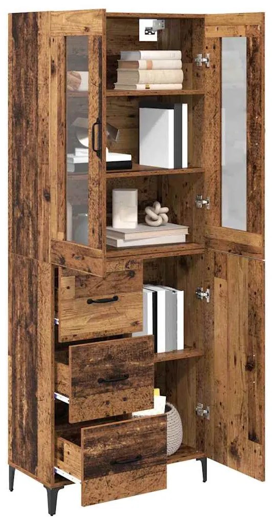 vidaXL Highboard Παλιό Ξύλο 69,5 x 34 x 180 εκ. Επεξεργασμένο ξύλο