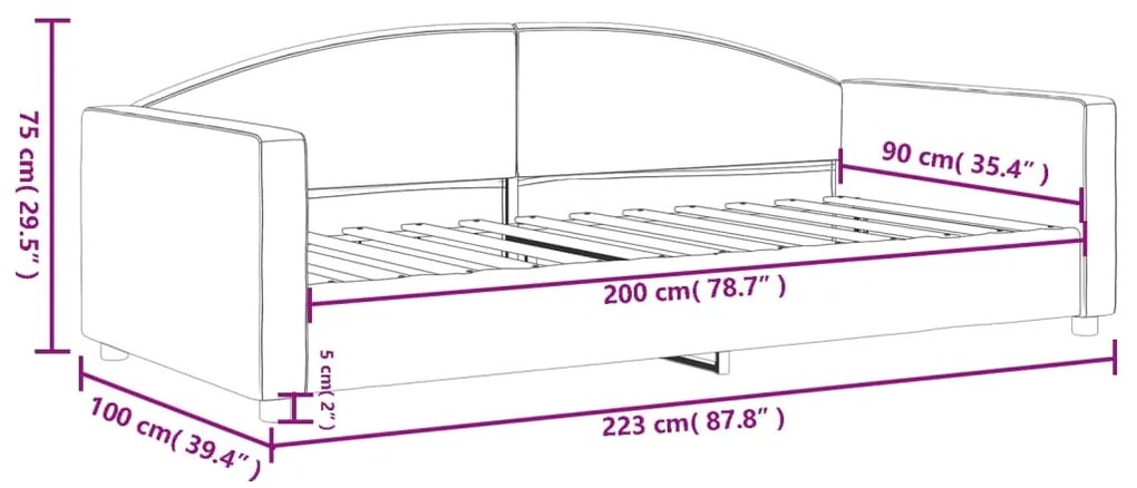 Καναπές Κρεβάτι Σκούρο Γκρι 90 x 200 εκ. Υφασμάτινος - Γκρι