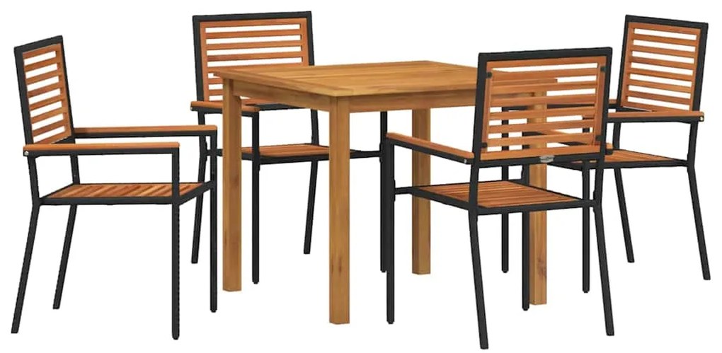 vidaXL Σέτ φαγητού για κήπο 5 pcs Μαύρο Πολυ ράταν