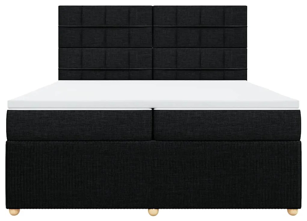 vidaXL Κρεβάτι Boxspring με Στρώμα Μαύρο 200x200 εκ. Υφασμάτινο