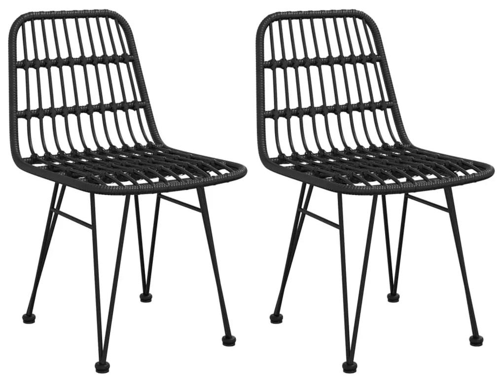 Καρέκλες Κήπου 2 τεμ. Μαύρες 48x62x84 εκ. Ρατάν Πολυαιθυλενίου - Μαύρο