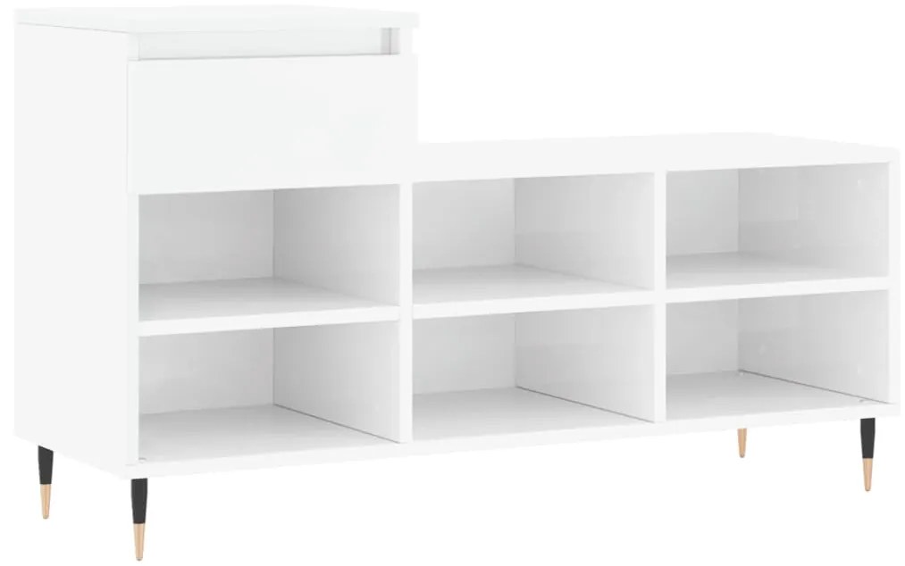 vidaXL Παπουτσοθήκη Γυαλιστερό Λευκό 102x36x60 εκ. Επεξεργασμένο Ξύλο