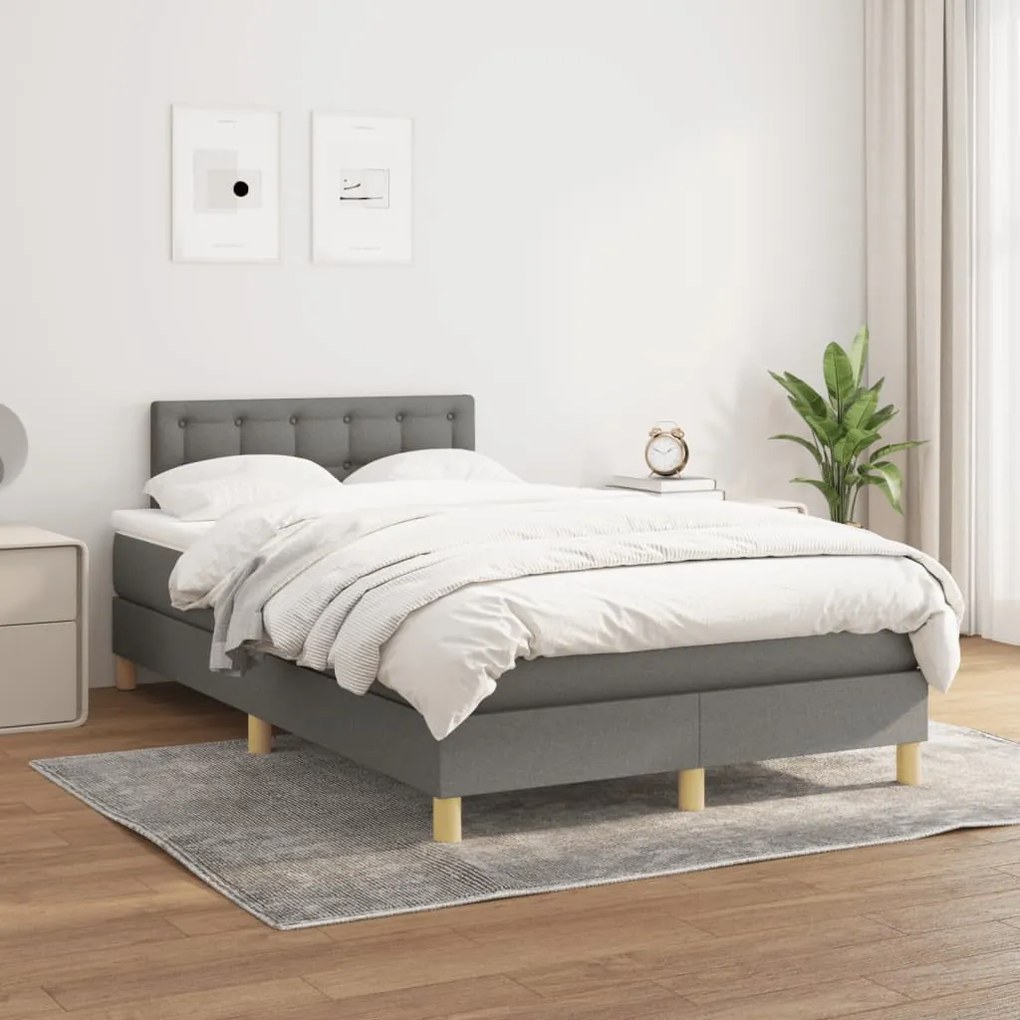 ΚΡΕΒΑΤΙ BOXSPRING ΜΕ ΣΤΡΩΜΑ ΣΚΟΥΡΟ ΓΚΡΙ 120X190 ΕΚ ΥΦΑΣΜΑΤΙΝΟ 3269801