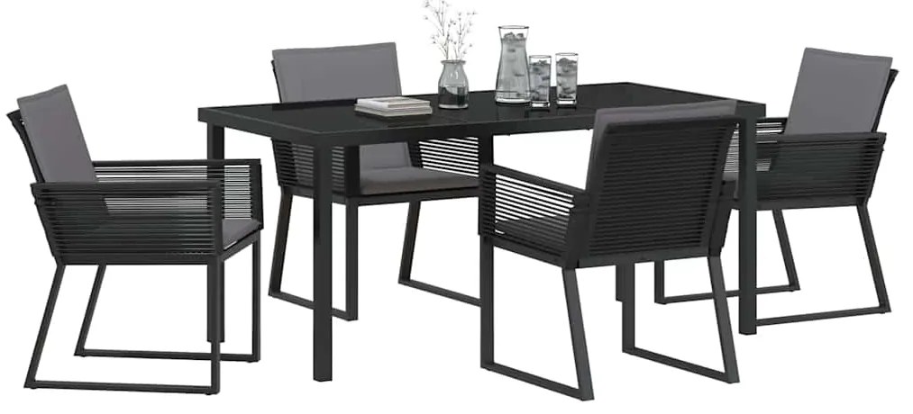 vidaXL Σέτ φαγητού για κήπο 5 pcs Μαύρο Χάλυβας με επίστρωση πούδρας