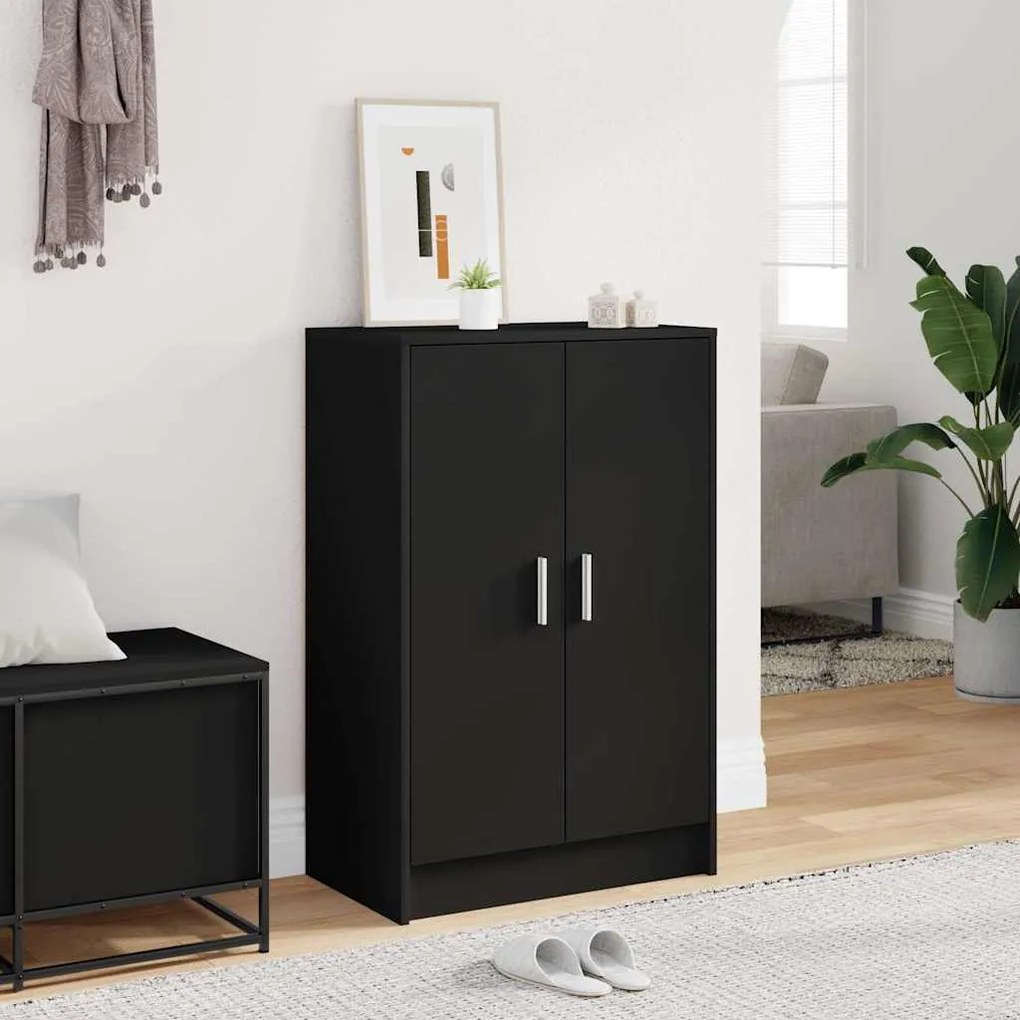vidaXL Παπουτσοθήκη Μαύρη 60 x 35 x 92 εκ. από Επεξ. Ξύλο