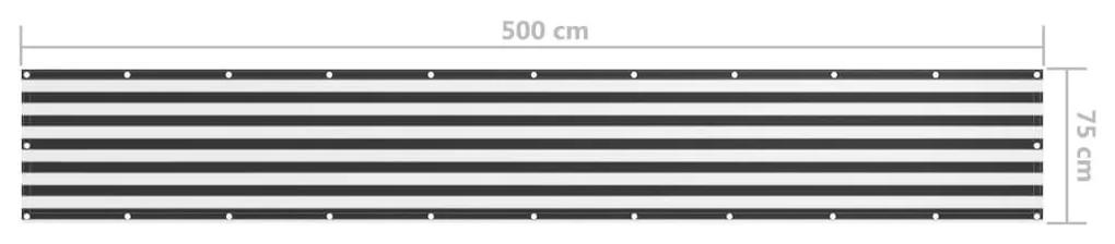 Διαχωριστικό Βεράντας Ανθρακί/Λευκό 75 x 500 εκ. Ύφασμα Oxford - Πολύχρωμο