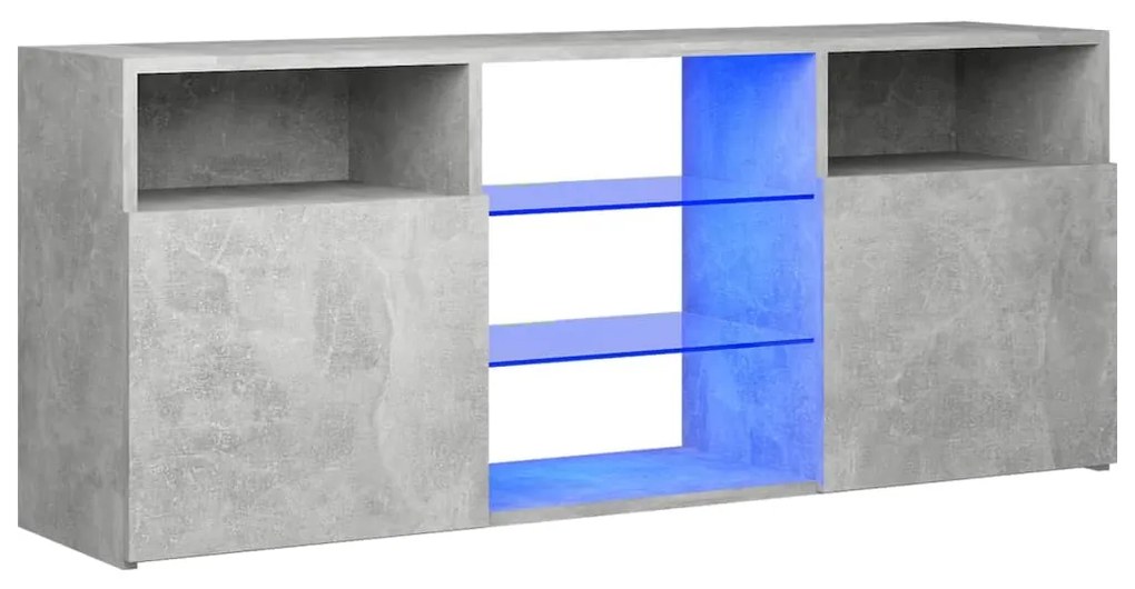 vidaXL Έπιπλο Τηλεόρασης με LED Γκρι Σκυροδέματος 120 x 30 x 50 εκ.