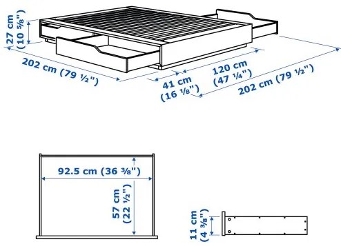 MANDAL κρεβάτι με αποθηκευτικό χώρο, 120x200 cm 102.720.76