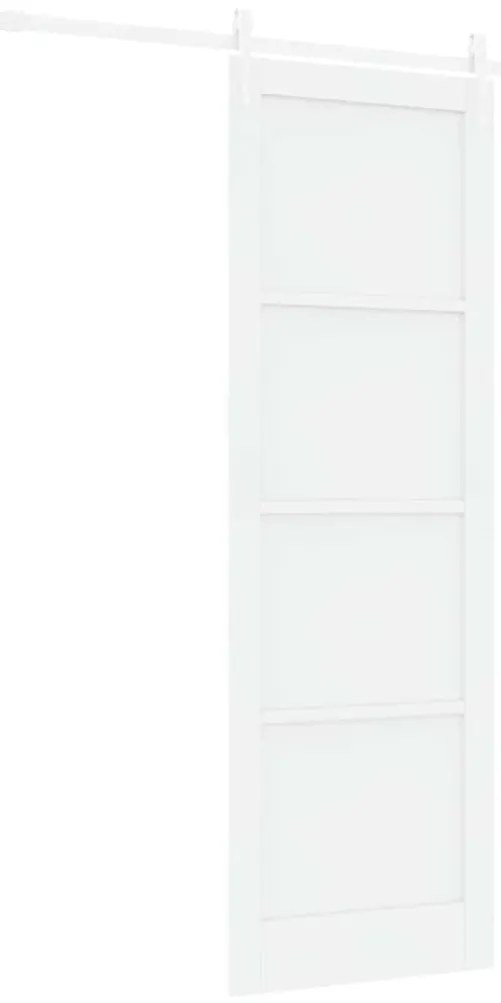 vidaXL Συρόμενη Πόρτα Λευκό 78 x 232 cm Μασίφ ξύλο πεύκου και χάλυβας