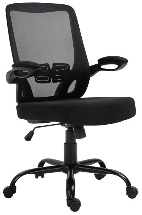 BF2930W Πολυθρόνα Γραφείου Ανακλινόμενα Μπράτσα, Μέταλλο Βάση, Mesh - Ύφασμα Μαύρο