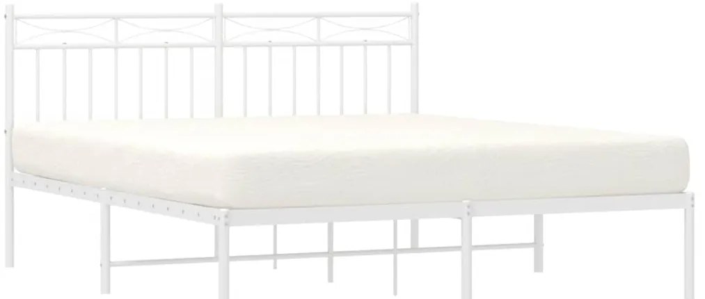 vidaXL Πλαίσιο Κρεβατιού με Κεφαλάρι Λευκό 150 x 200 εκ. Μεταλλικό