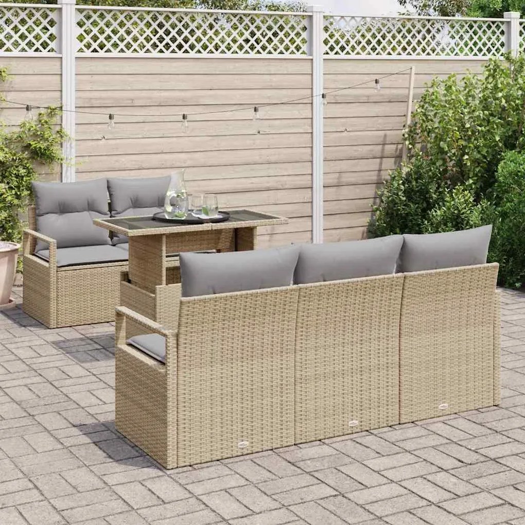 vidaXL Σετ Καναπέ Κήπου 6 pcs μπεζ και ανοιχτό γκρι 100 x 55 x 73 εκ.