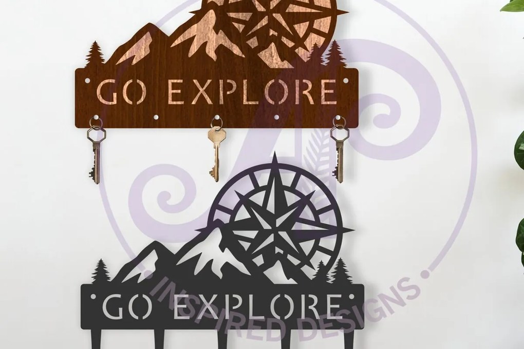 Intra απο ξύλο plywood  Χρώμα wenge 3mm-4mm πάχος - Πηγαίνετε στο Explore Mountains Key Holders Δίασταση 30x20 cm INTRAFABR-121053931