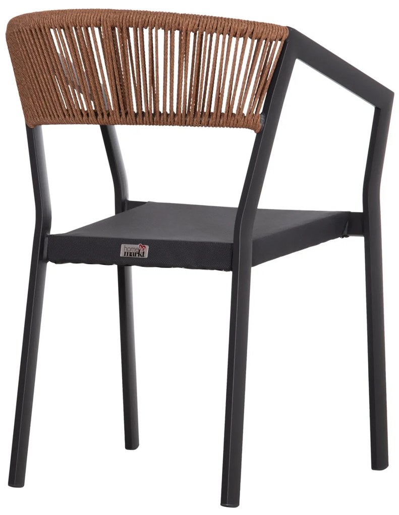 Καρέκλα - Πολυθρόνα C5891.01 Ανθρακί Αλουμινίου με Textline και Μπέζ Rattan 56,5x58x79Υ εκ. 56.5x58x79 εκ.