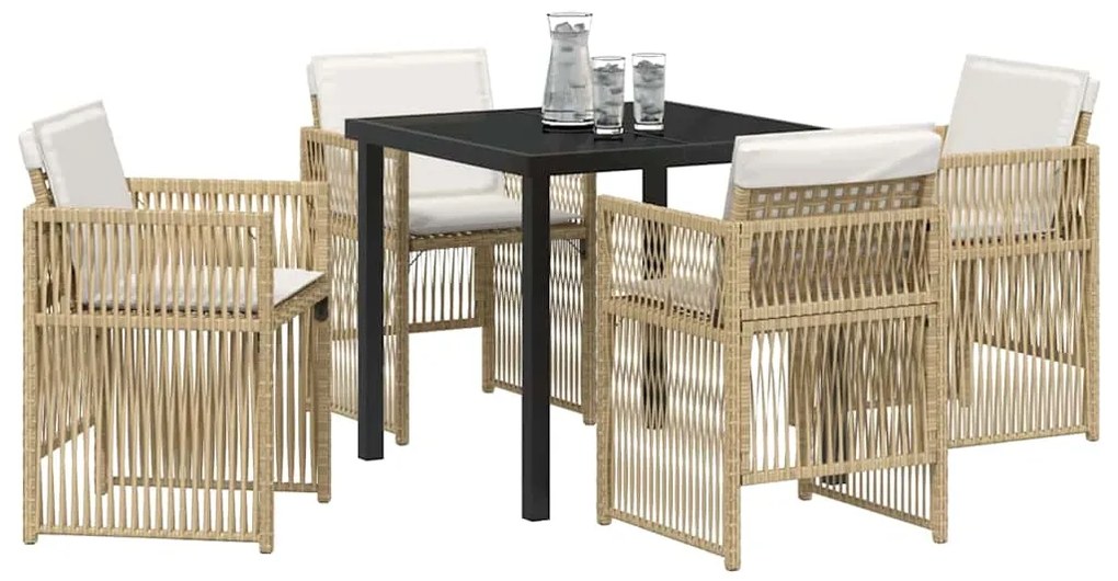vidaXL Σέτ φαγητού για κήπο 5 pcs Μπεζ Πολυ ράταν