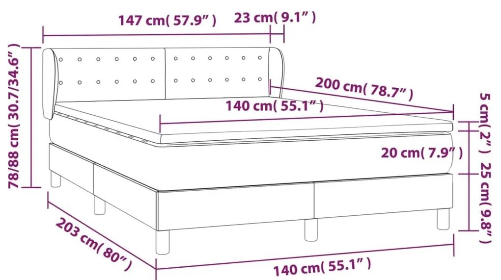 Κρεβάτι Boxspring με Στρώμα Καπουτσίνο 140x200εκ.από Συνθ.Δέρμα - Καφέ