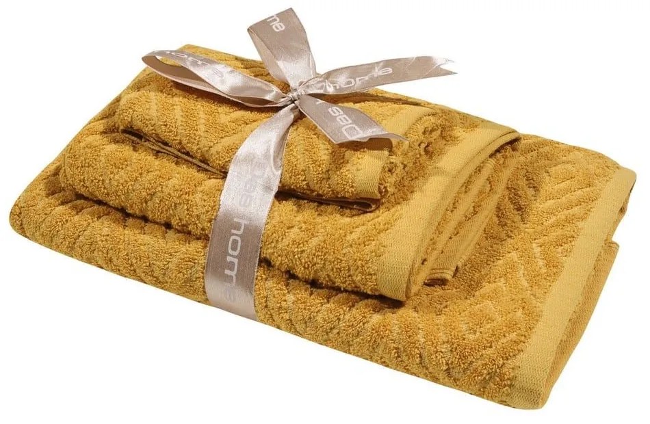 Πετσέτες Best 0666 (Σετ 3τμχ) Ocher Das Home Σετ Πετσέτες 70x140cm 100% Cotton