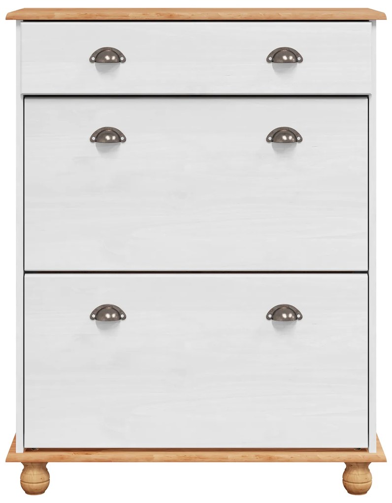 vidaXL Ντουλάπι Παπουτσιών  ASKIM Λευκό 85x35x108 εκ. Μασίφ Ξύλο Πεύκου