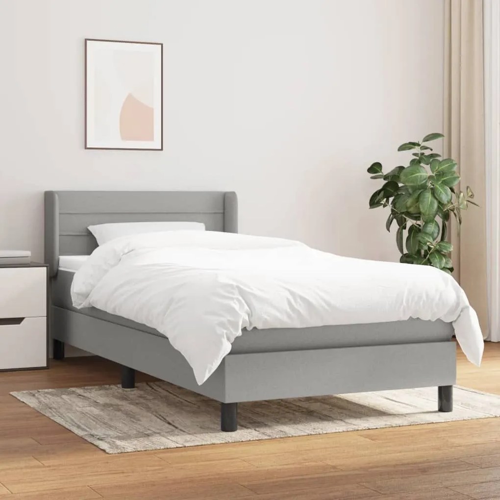 ΚΡΕΒΑΤΙ BOXSPRING ΜΕ ΣΤΡΩΜΑ ΑΝΟΙΧΤΟ ΓΚΡΙ 90X200 ΕΚ. ΥΦΑΣΜΑΤΙΝΟ 3129761