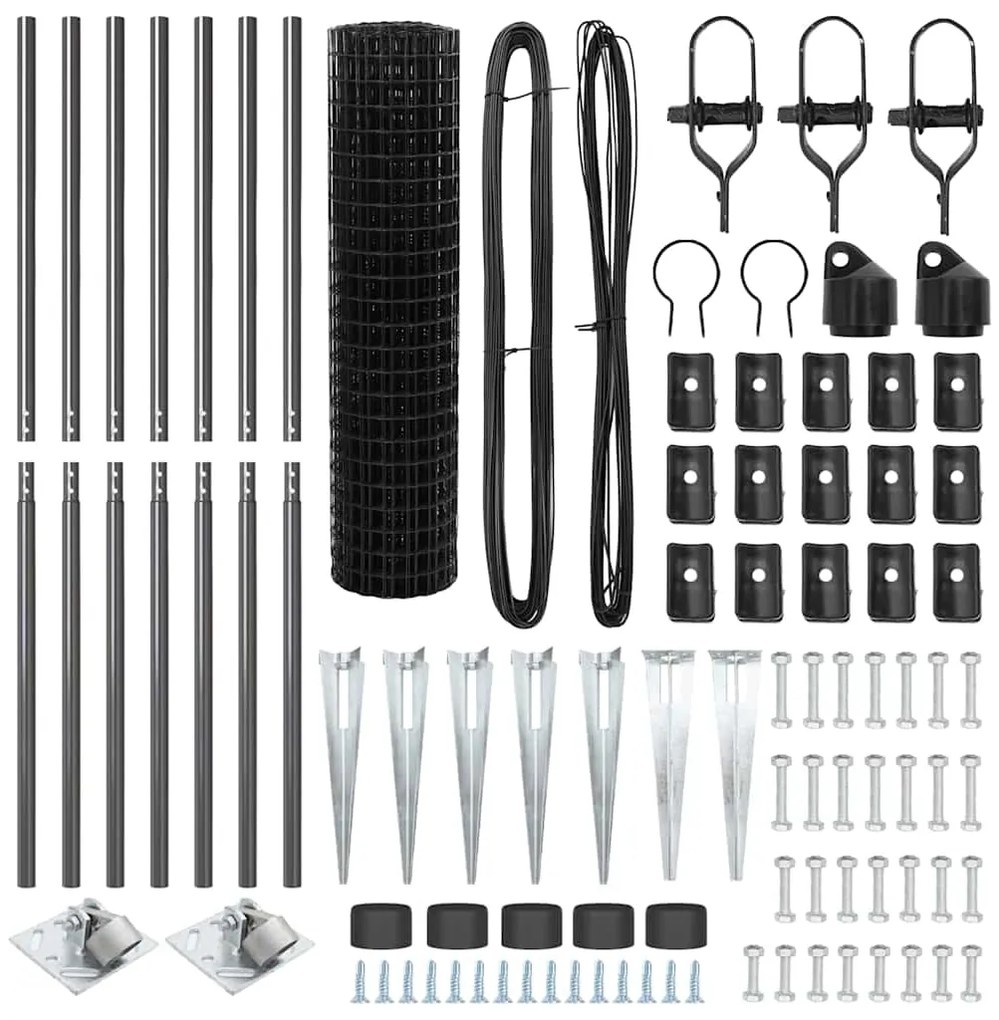 vidaXL Τεντώτο με στήριγμα Γκρι 1,2 x 10 m Χάλυβας και PVC