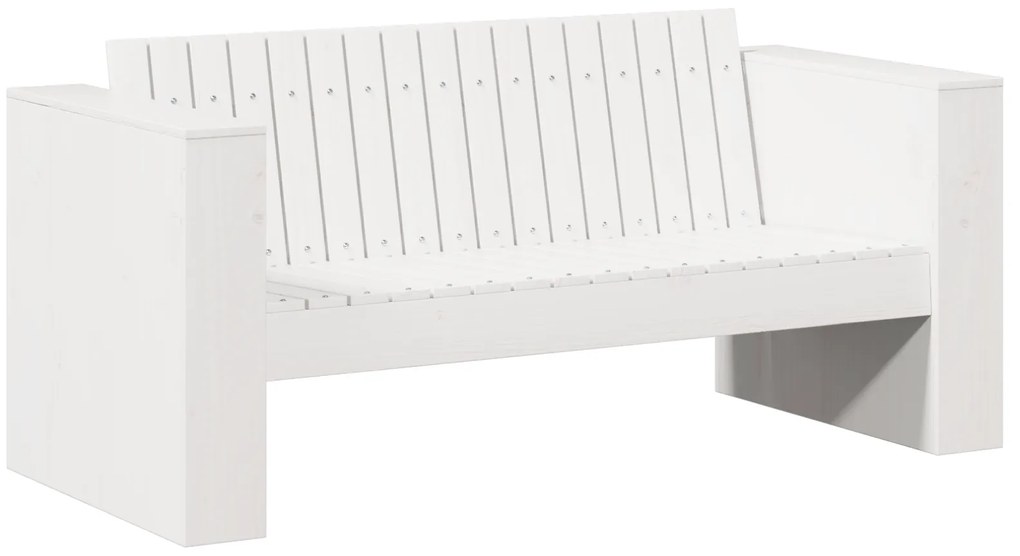 vidaXL Καναπές Κήπου Διθέσιος 134x60x62 cm Λευκός Μασίφ Ξύλο Πεύκο
