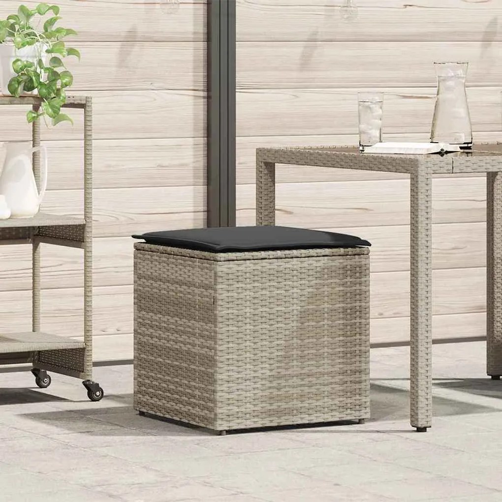 vidaXL Κουτί Μαξιλαριών Ανοιχτό γκρι 50 x 50 x 50 cm συνθετικό ρατάν