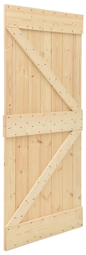 vidaXL Συρόμενη Μεσόπορτα με Μηχανισμό 80 x 210 εκ. Μασίφ Ξύλο Πεύκου