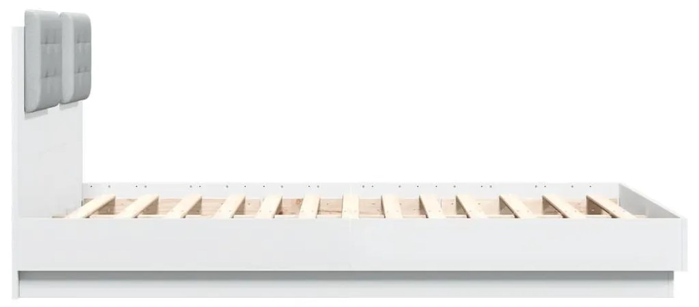 Πλαίσιο Κρεβατιού με Κεφαλάρι/LED Λευκό 140x190 εκ. - Λευκό