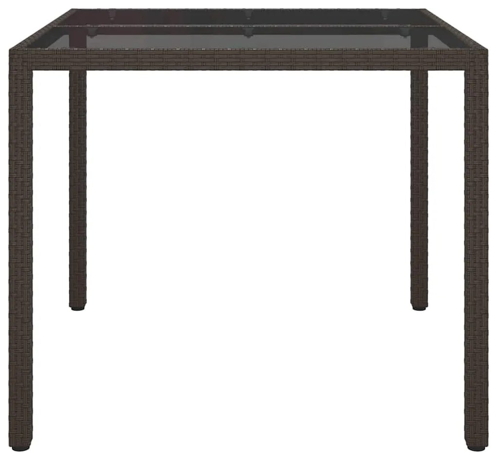 vidaXL Τραπέζι Κήπου για Φαγητό Καφέ 90 x 90 x 75 cm Πολυ ράταν