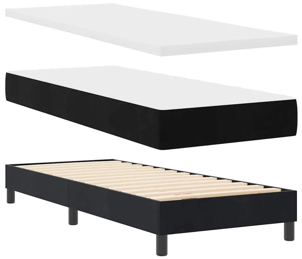 vidaXL Κρεβάτι με ελατήρια με στρώμα Μαύρο 80 x 200 cm Βελούδο