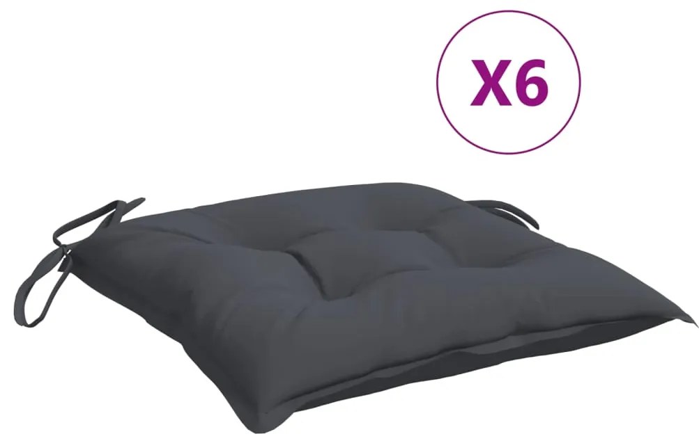 Μαξιλάρια Καρέκλας Κήπου 6 τεμ. Ανθρακί 40x40x7 εκ. Υφασμάτινα 314862